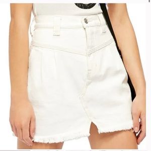 Free People Slide Car White Denim Mini Skirt
